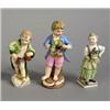 Image 1 : Figures, 3 items, China, Meissen and Berlin, Germany, height 11, 12 and 10 cm; repairs and mino...