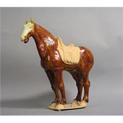 Tang horse, Glazed earthenware, China, Tang ca 8th-10th century AD.comes with certificate, heig...
