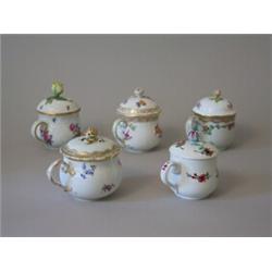 Creame cups with lids, 5 items, China, Meissen, KPM and Berlin,, 3.000,...
