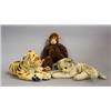 Image 1 : Soft toys, 3 items, Textile, Steiff, Germany, 20th century, monkey, kitten and tiger, height 40...