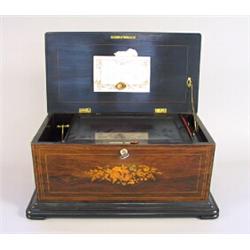 Cylinder musicbox, Jacaranda and more, later half of 19th century, length 55 cm; renovated, 6...