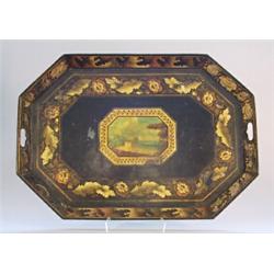 Tray, Painted metal, Empire style, 19th century, length 76 cm; corroded, 2.000,...