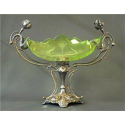 Jardinière, Metal and glass, jugend, WMF, Germany, ca 1900, height 37 cm; wear, 4.000,...