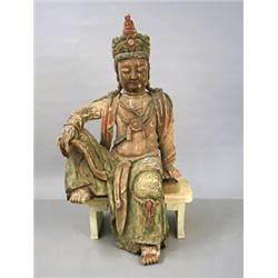 Sculpture, Carved and painted wood, antique, height ca 140 cm, 40.000,...