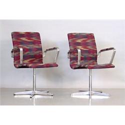 Armchairs 8 items, Aluminium, seats and armrests cloth, Arne Jacobsen 1981, "Oxford", made by F...