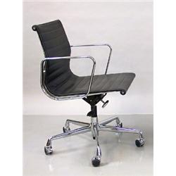 Office chair, Aluminium and black leather, Aluminium group, designed by Charles och Ray Eames,...