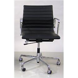 Office chair, Aluminium and black leather, Aluminium group, designed by Charles och Ray Eames,...