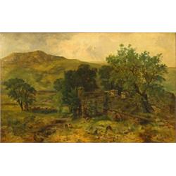 John Wright Oakes (1820-1887), Oil on board, a tergo: "Old mill at Naulittle, Carnanonshire 185...