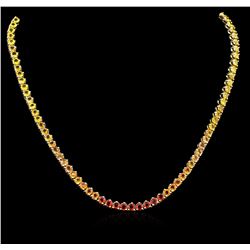 33.95ctw Multi Color Sapphire Necklace - 14KT Yellow Gold