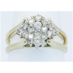 0.69ctw Diamond and Tanzanite Ring - 14K Yellow Gold