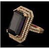 Image 1 : 14KT Rose Gold 14.36ct Amethyst and Diamond Ring