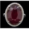 Image 2 : 14KT White Gold 15.22ct Ruby and Diamond Ring