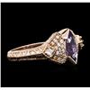 Image 2 : 14KT Rose Gold 1.18ct Tanzanite and Diamond Ring