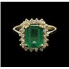 Image 1 : 2.22ct Emerald and Diamond Ring - 14KT Yellow Gold