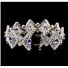 Image 3 : 14KT White Gold 7.20ctw Tanzanite and Diamond Bracelet
