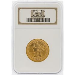 1899 NGC MS63 $10 Liberty Head Eagle Gold Coin