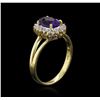 Image 3 : 14KT Yellow Gold 1.09ct Amethyst and Diamond Ring