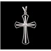 Image 1 : 0.370ctw Diamond Cross Pendant - 14KT White Gold