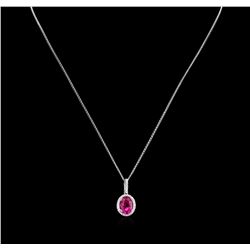 2.85ct Pink Tourmaline and Diamond Pendant With Chain - 14KT White Gold