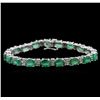Image 1 : 13.20ctw Emerald and Diamond Bracelet - 14KT White Gold