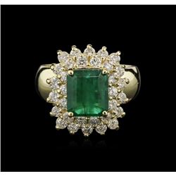 3.21ct Emerald and Diamond Ring - 14KT Yellow Gold