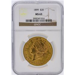 1899 NGC MS63 $20 Liberty Head Double Eagle Gold Coin
