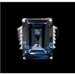 29.63ct Blue Topaz and Diamond Ring - 14KT White Gold