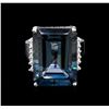 Image 1 : 29.63ct Blue Topaz and Diamond Ring - 14KT White Gold