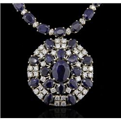 14KT White Gold 85.76ctw Sapphire and Diamond Necklace