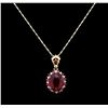 Image 1 : 6.26ctw Ruby and Diamond Pendant With Chain - 14KT Two-Tone Gold