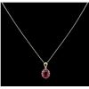 Image 2 : 6.26ctw Ruby and Diamond Pendant With Chain - 14KT Two-Tone Gold