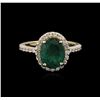 Image 2 : 2.95ct Emerald and Diamond Ring - 14KT Yellow Gold