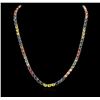 Image 1 : 33.90ctw Multi Color Sapphire Necklace - 14KT White Gold