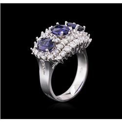 14KT White Gold 2.88ctw Sapphire and Diamond Ring
