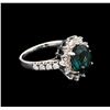 Image 1 : 2.69ct Green Tourmaline and Diamond Ring - 14KT White Gold