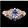 Image 1 : 14KT Rose Gold 1.10ct Tanzanite and Diamond Ring