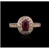 Image 1 : 14KT Rose Gold 0.78ct Ruby and Diamond Ring