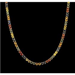 37.08ctw Multi Color Sapphire Necklace - 14KT Yellow Gold