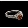Image 1 : 1.07ct Spessartite and Diamond Ring - 14KT White Gold