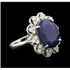 Image 1 : 14KT White Gold 10.12ct Sapphire and Diamond Ring