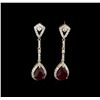 Image 1 : 8.51ctw Ruby and Diamond Earrings - 14KT Yellow Gold