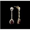 Image 2 : 8.51ctw Ruby and Diamond Earrings - 14KT Yellow Gold