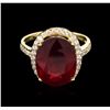 Image 1 : 9.77ct Ruby and Diamond Ring - 14KT Yellow Gold