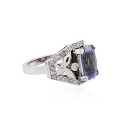 14KT White Gold 4.16ct Blue Tourmaline and Diamond Ring