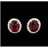 Image 1 : 11.22ctw Ruby and Diamond Earrings - 14KT Yellow Gold