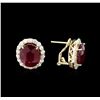 Image 2 : 11.22ctw Ruby and Diamond Earrings - 14KT Yellow Gold