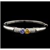 Image 1 : 2.68ctw Sapphire and Diamond Bangle Bracelet - 18KT White Gold