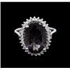 Image 2 : 3.96ct Green Tourmaline and Diamond Ring - 14KT White Gold