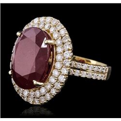 14KT Yellow Gold 13.07ct Ruby and Diamond Ring
