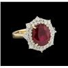 Image 1 : 3.75ct Ruby and Diamond Ring - 14KT Yellow Gold